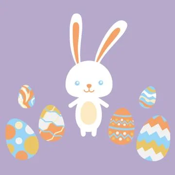 Happy easter rabbit, easter funny bunny and eggs Stock Illustration
