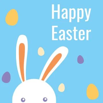 Happy easter rabbit, easter funny bunny, color eggs Stock Illustration
