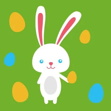 Happy easter rabbit, easter funny bunny with eggs Stock Illustration