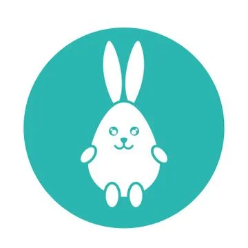 Happy easter rabbit egg block style icon vector design Stockillustratie