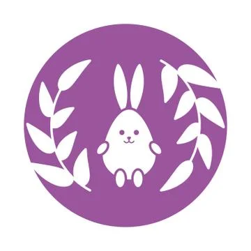 Happy easter rabbit egg block style icon vector design Illustrazione stock