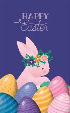 Happy easter rabbit with egg vector design Stock Illustration