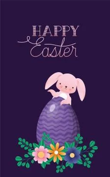 Happy easter rabbit with egg vector design Illustrazione stock