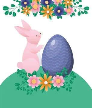 Happy easter rabbit with egg vector design Illustrazione stock