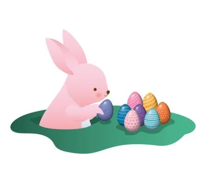 Happy easter rabbit with eggs vector design Stockillustratie