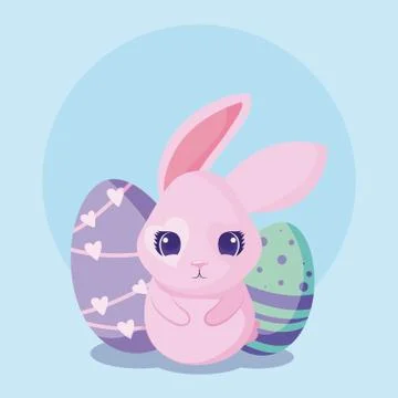 Happy easter rabbit with eggs vector design Illustrazione stock