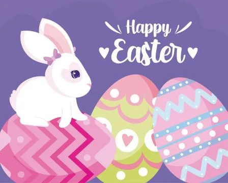 Happy easter rabbit with eggs vector design Stockillustratie