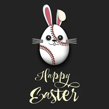 Happy Easter. Rabbit in the form of baseball ball Illustrazione stock