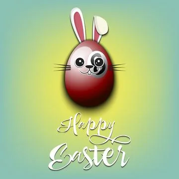 Happy Easter. Rabbit in the form of billiard ball Stock Illustration