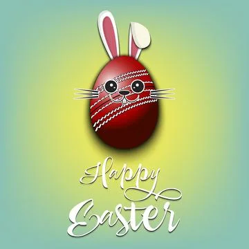 Happy Easter. Rabbit in the form of a cricket ball Stock Illustration