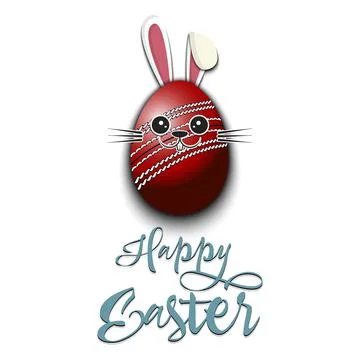 Happy Easter. Rabbit in the form of a cricket ball Stock Illustration