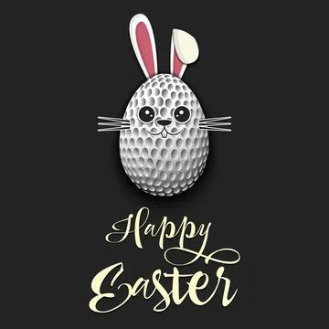 Happy Easter. Rabbit in the form of a golf ball Stock Illustration