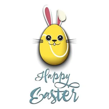 Happy Easter. Rabbit in the form of a tennis ball Illustrazione stock