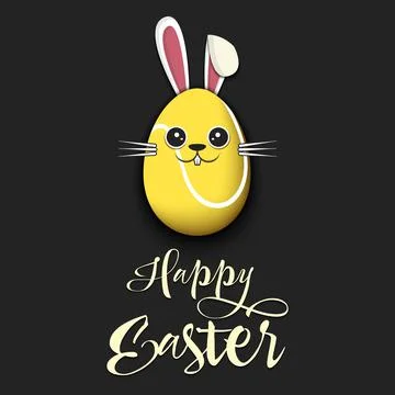 Happy Easter. Rabbit in the form of a tennis ball Illustrazione stock