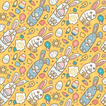 Happy easter rabbit funny seamless pattern vector Stock Illustration