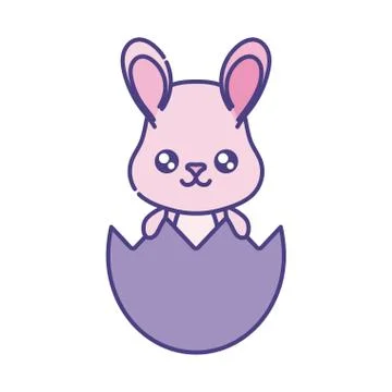 Happy easter rabbit inside egg flat style icon vector design Illustrazione stock