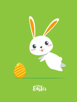 Happy Easter - Rabbit jump to catch egg Stock-Illustration