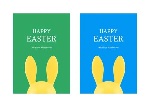 Happy Easter rabbit long ears bauble 3d greeting card set design template rea Stock Illustration