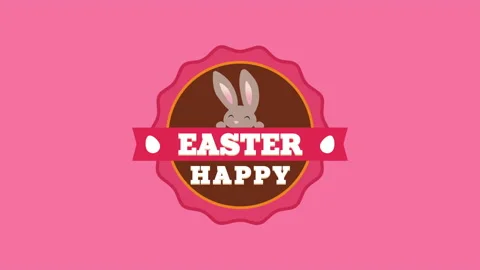 Happy Easter with rabbit on pink pattern Stock Footage 168053605