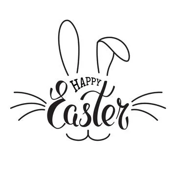 Happy Easter rabbit poster lettering. Easter bunny ears. Postal greeting card Stock Illustration
