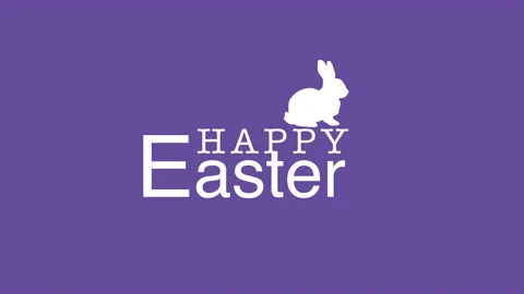 Happy Easter with rabbit on purple color Stock Footage 166373671