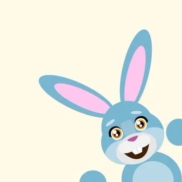 Happy easter rabbit smile peep looking from corner vector Illustrazione stock