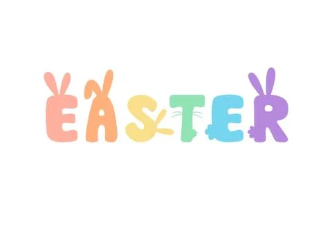 Happy easter rabbit text Stock Illustration