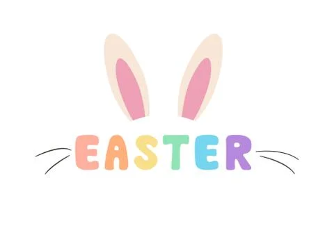 Happy easter rabbit text Stock Illustration