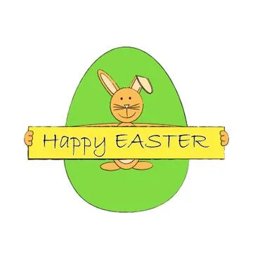 Happy easter rabbit vector with easter egg. Stock Illustration