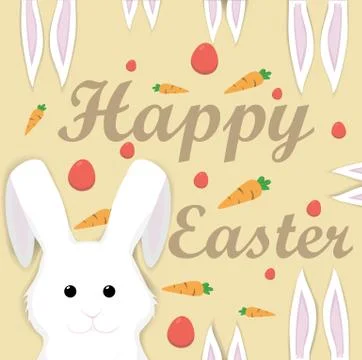 Happy Easter rabbit Vector. Holiday card flat style illustrations Illustrazione stock