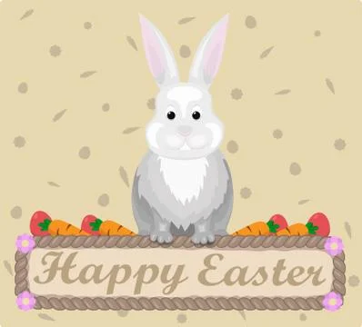 Happy Easter rabbit Vector. Holiday card flat style illustrations Stockillustratie