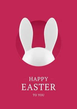 Happy Easter rabbit white bauble long ears hiding in hole 3d greeting card de Stock Illustration