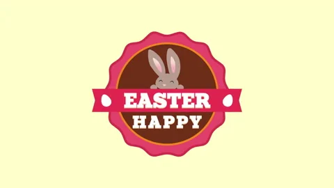 Happy Easter with rabbit on yellow pattern 動画素材 168790459