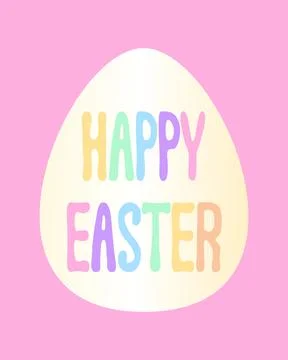 Happy Easter Rainbow Bubble Letter Text on Egg Stock Illustration