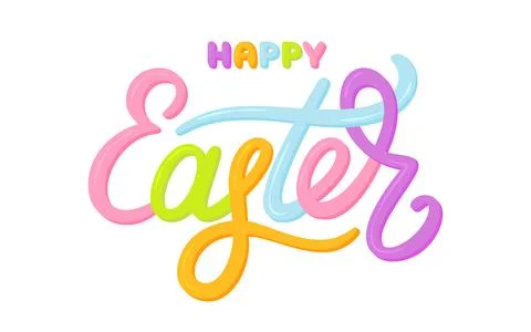 Happy Easter rainbow lettering banner sign flat Stock Illustration