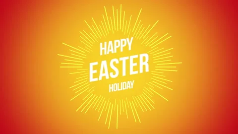 Happy Easter with rays on yellow color Video stock 166373716
