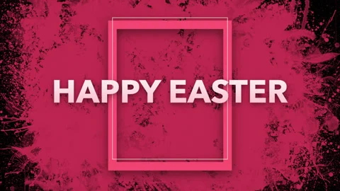 Happy Easter with red art splashes on black gradient Stock Footage 235685352