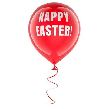 Happy Easter, red balloon. 3D rendering 스톡 일러스트