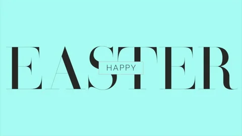 Happy Easter on retro blue pattern Stock Footage 167442249