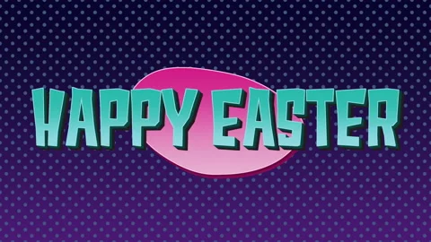 Happy Easter with retro dots pattern on blue gradient Video stock 232413357