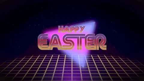 Happy Easter with retro grid in galaxy Stock-Footage 232413263