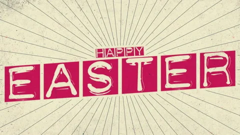Happy Easter with retro lines on brown grunge texture Video stock 236176075