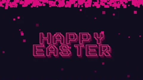 Happy Easter with retro pixels in digital screen Stock Footage 232837526