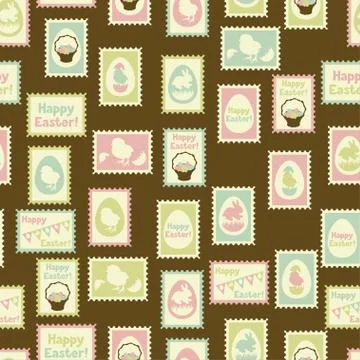Happy Easter retro seamless pattern Stock Illustration