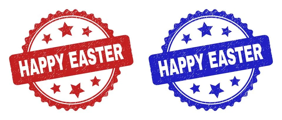 HAPPY EASTER Rosette Watermarks with Grunged Texture Illustrazione stock