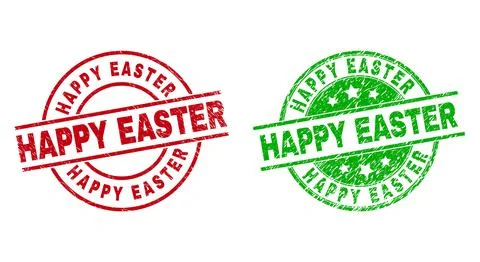 HAPPY EASTER Round Badges with Scratched Surface Illustrazione stock