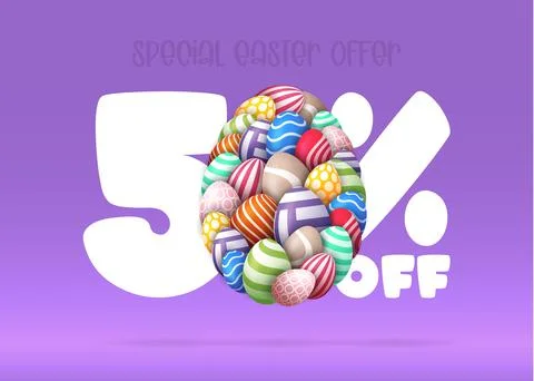 Happy Easter Sale banner. Easter Sale 50 off banner template with many Colorf 스톡 일러스트