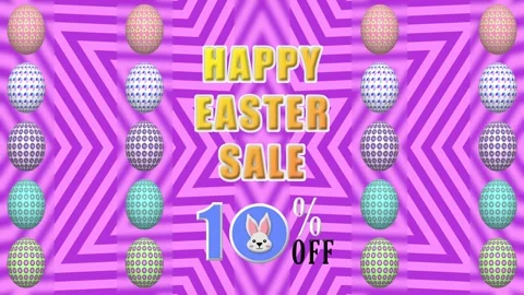 Happy easter sale text on pink moving lines background and decorated easter.. Stock Footage 306076103