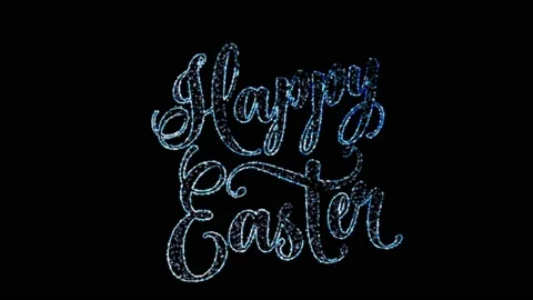 Happy Easter seamless animation with neon lines. Video 4K animation of glowing Video stock 150222742