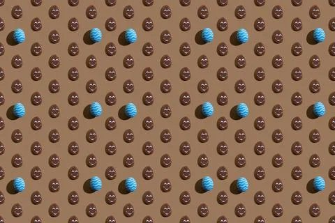 Happy easter seamless background blue egg brown Stock Photos